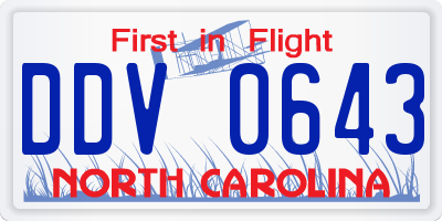 NC license plate DDV0643