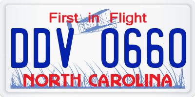 NC license plate DDV0660