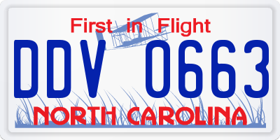 NC license plate DDV0663