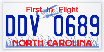 NC license plate DDV0689