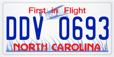 NC license plate DDV0693