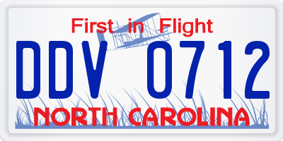 NC license plate DDV0712