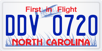 NC license plate DDV0720