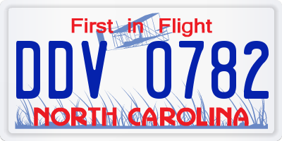 NC license plate DDV0782