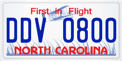 NC license plate DDV0800