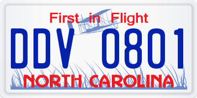 NC license plate DDV0801