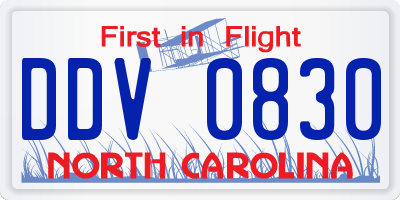 NC license plate DDV0830