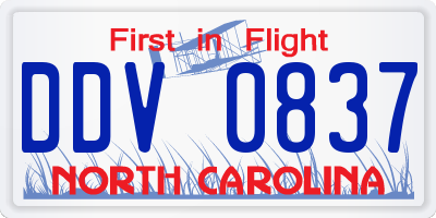 NC license plate DDV0837