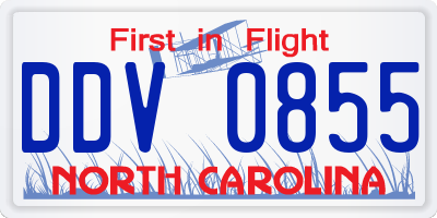 NC license plate DDV0855