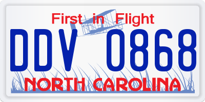 NC license plate DDV0868
