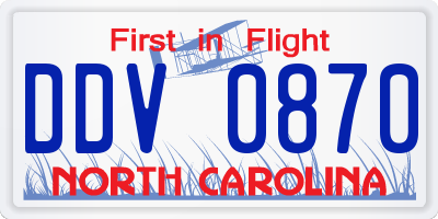 NC license plate DDV0870