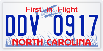 NC license plate DDV0917