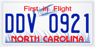 NC license plate DDV0921