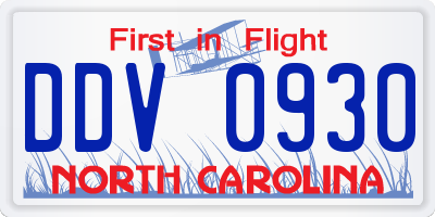 NC license plate DDV0930