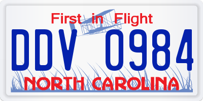 NC license plate DDV0984