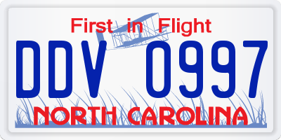 NC license plate DDV0997