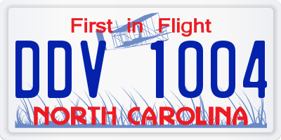 NC license plate DDV1004