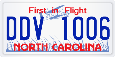 NC license plate DDV1006