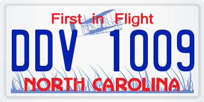 NC license plate DDV1009