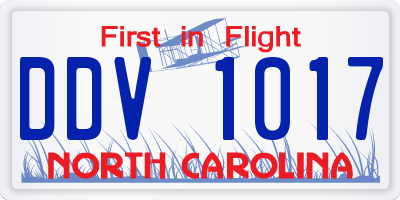 NC license plate DDV1017