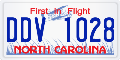 NC license plate DDV1028