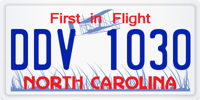 NC license plate DDV1030