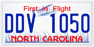 NC license plate DDV1050