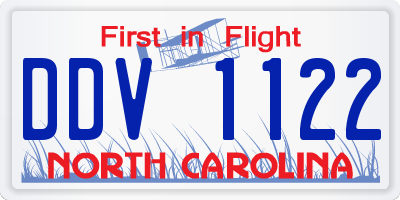 NC license plate DDV1122