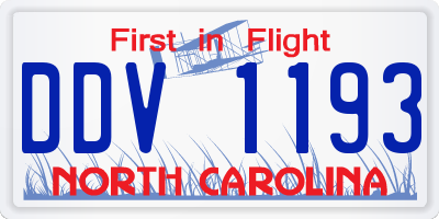 NC license plate DDV1193