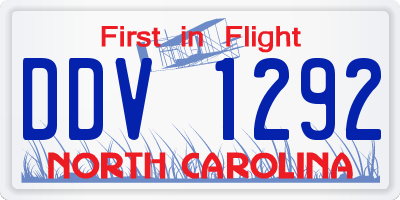 NC license plate DDV1292