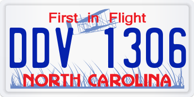 NC license plate DDV1306