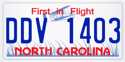 NC license plate DDV1403