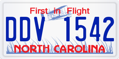 NC license plate DDV1542