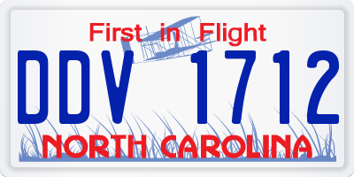 NC license plate DDV1712