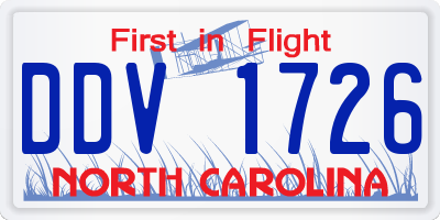 NC license plate DDV1726