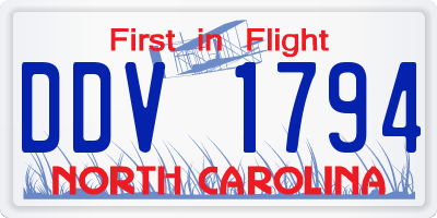 NC license plate DDV1794