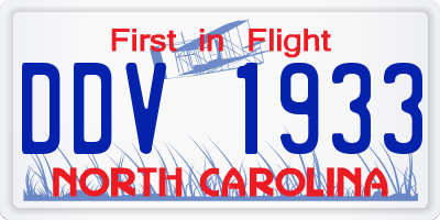 NC license plate DDV1933