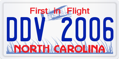 NC license plate DDV2006