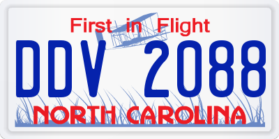 NC license plate DDV2088