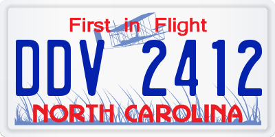 NC license plate DDV2412