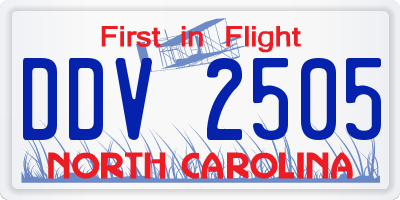 NC license plate DDV2505