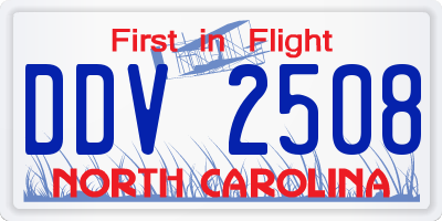 NC license plate DDV2508