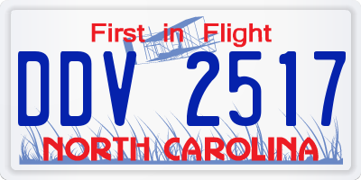 NC license plate DDV2517