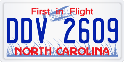 NC license plate DDV2609
