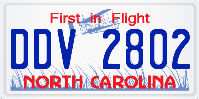 NC license plate DDV2802
