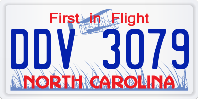NC license plate DDV3079