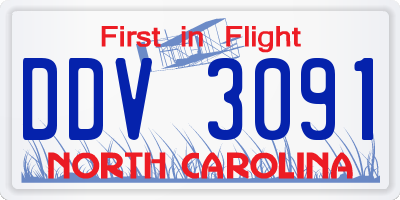 NC license plate DDV3091