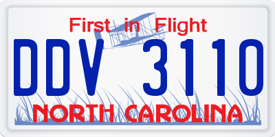 NC license plate DDV3110