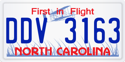 NC license plate DDV3163