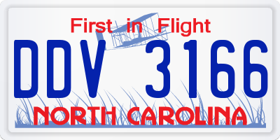 NC license plate DDV3166